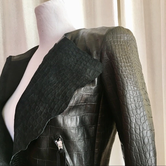 SOLD Isabel Marant Croc Embossed Leather Jacket XS - Picture 6 of 8