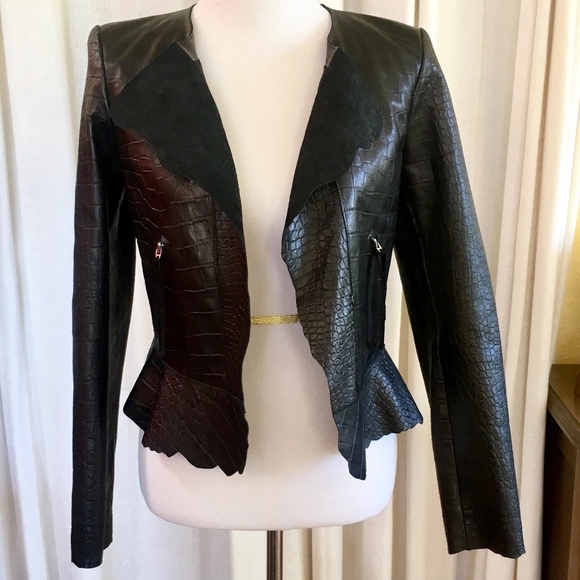 SOLD Isabel Marant Croc Embossed Leather Jacket XS - Picture 5 of 8