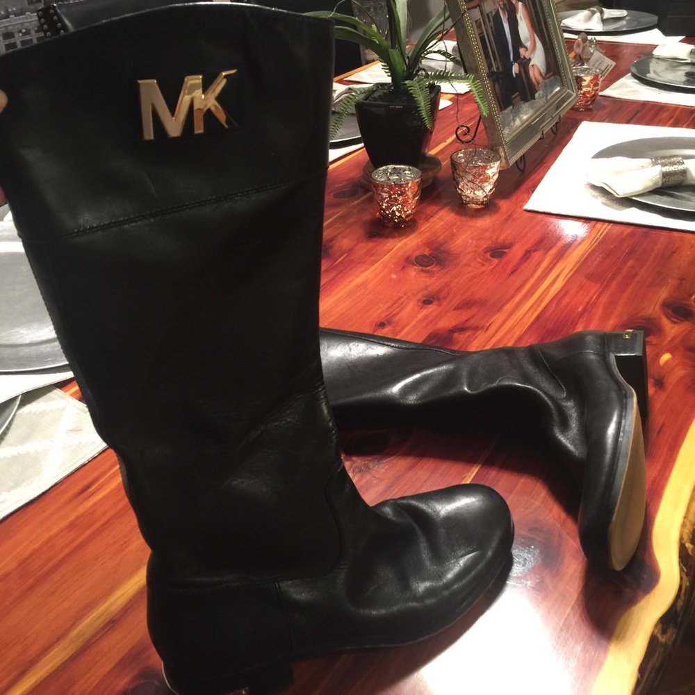 Michael Kors black leather riding boots