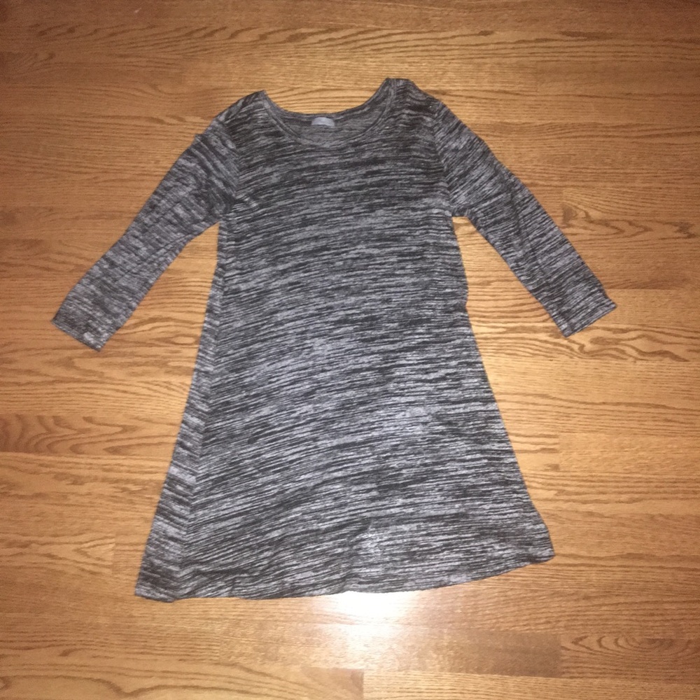 Heathered gray/black sweater dress