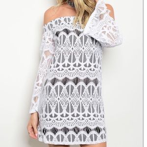 Boho Chic Lace Off Shoulder Bell Sleeve Dress