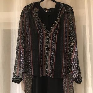 Free People Multi-Color Floral Blouse