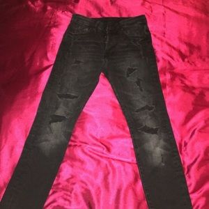 H&M black ripped denim skinny jeans