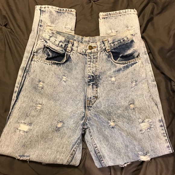 VINTAGE MOM JEANS! Acid wash distressed HIGH WAIST - Picture 3 of 8