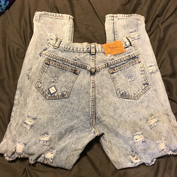 VINTAGE MOM JEANS! Acid wash distressed HIGH WAIST - Picture 4 of 8