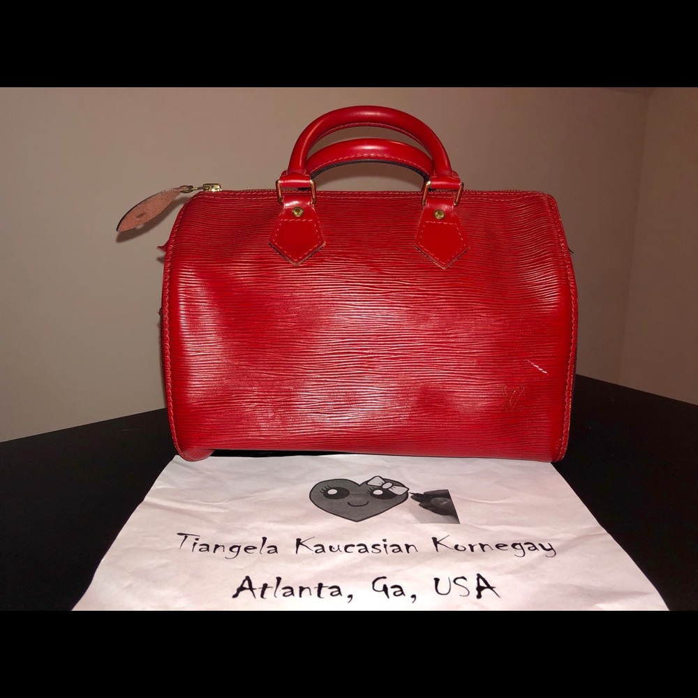 Authentic Louis Vuitton Epi Red 25 Speedy