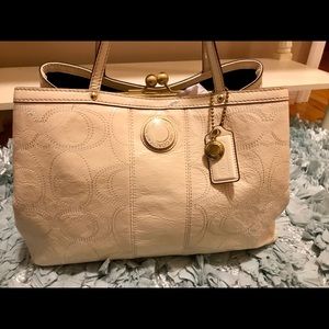 Coach Pearl White (Cream) and Gold Satchel Purse