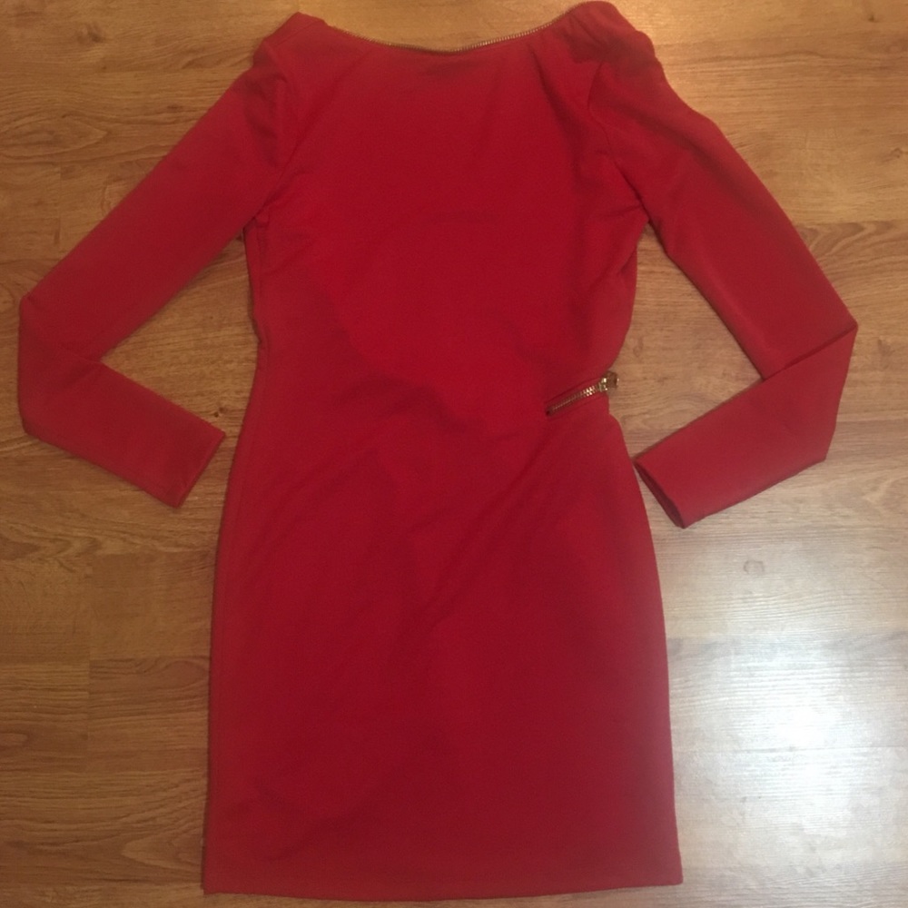 Red long sleeve dress