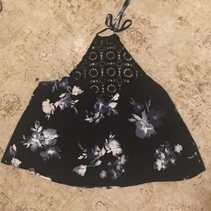 Crochet diamond neck halter tank