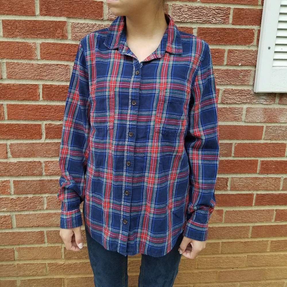 Old Navy Plaid Light Flannel Button Down Small