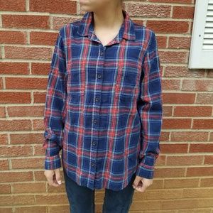Old Navy Plaid Light Flannel Button Down Small
