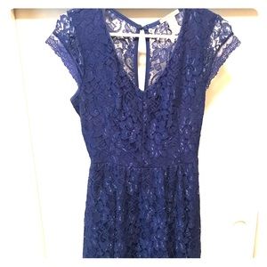 Royal Blue lace short dress with keyhole back