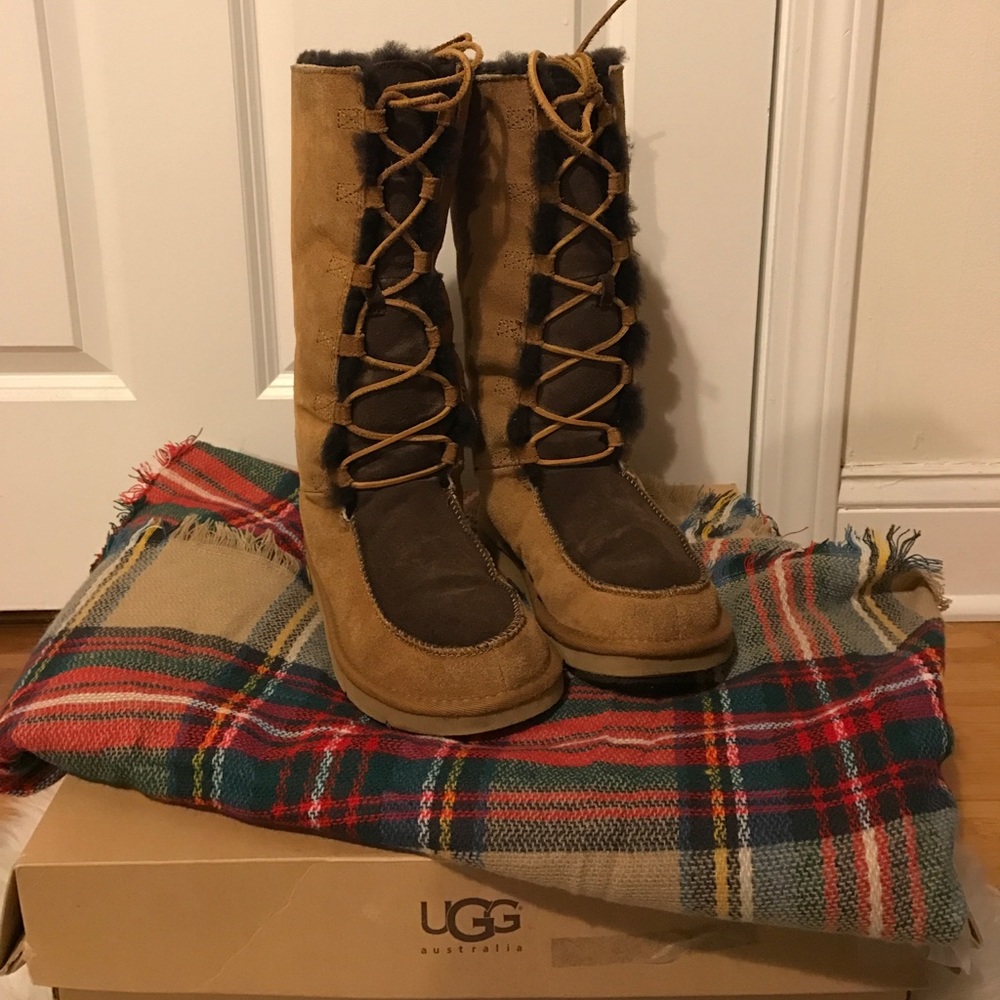Two tone lace up Uggs