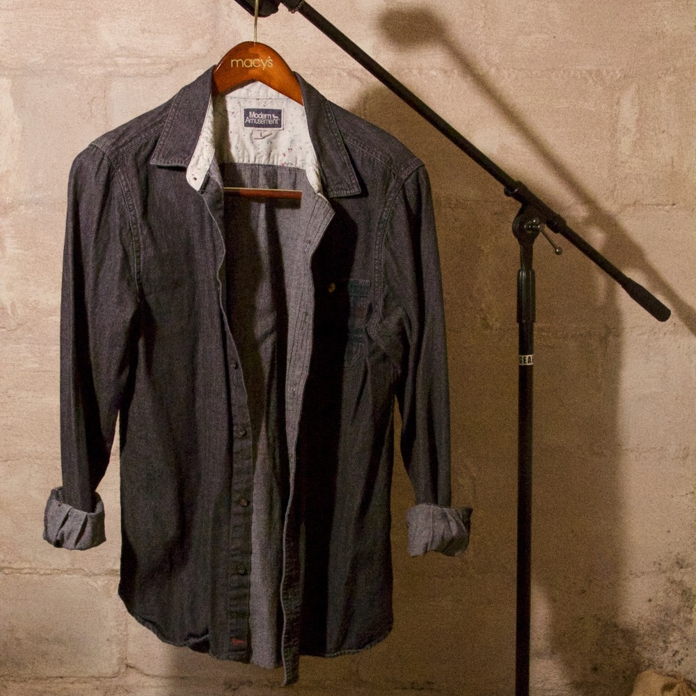 Black Denim Button Down