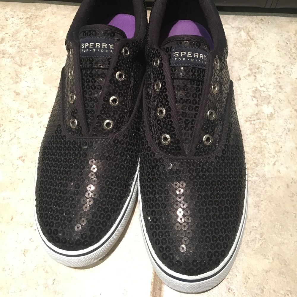 Black Sequined Sperrys