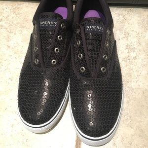 Black Sequined Sperrys