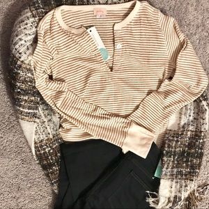 Pixley striped tan long sleeve shirt- stitch fix