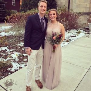 Chiffon Nordstrom Floor length dress (latte color)