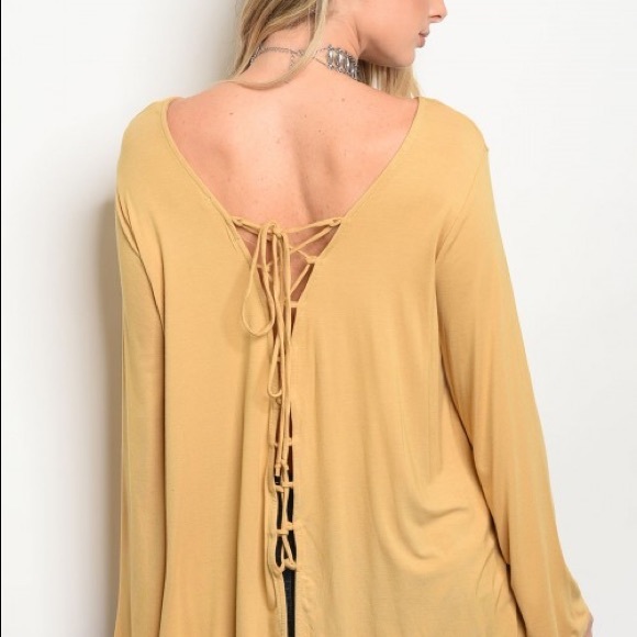 ⚡️SASSY ⚡️Yellow top with lace up back detail- Top - Picture 3 of 4