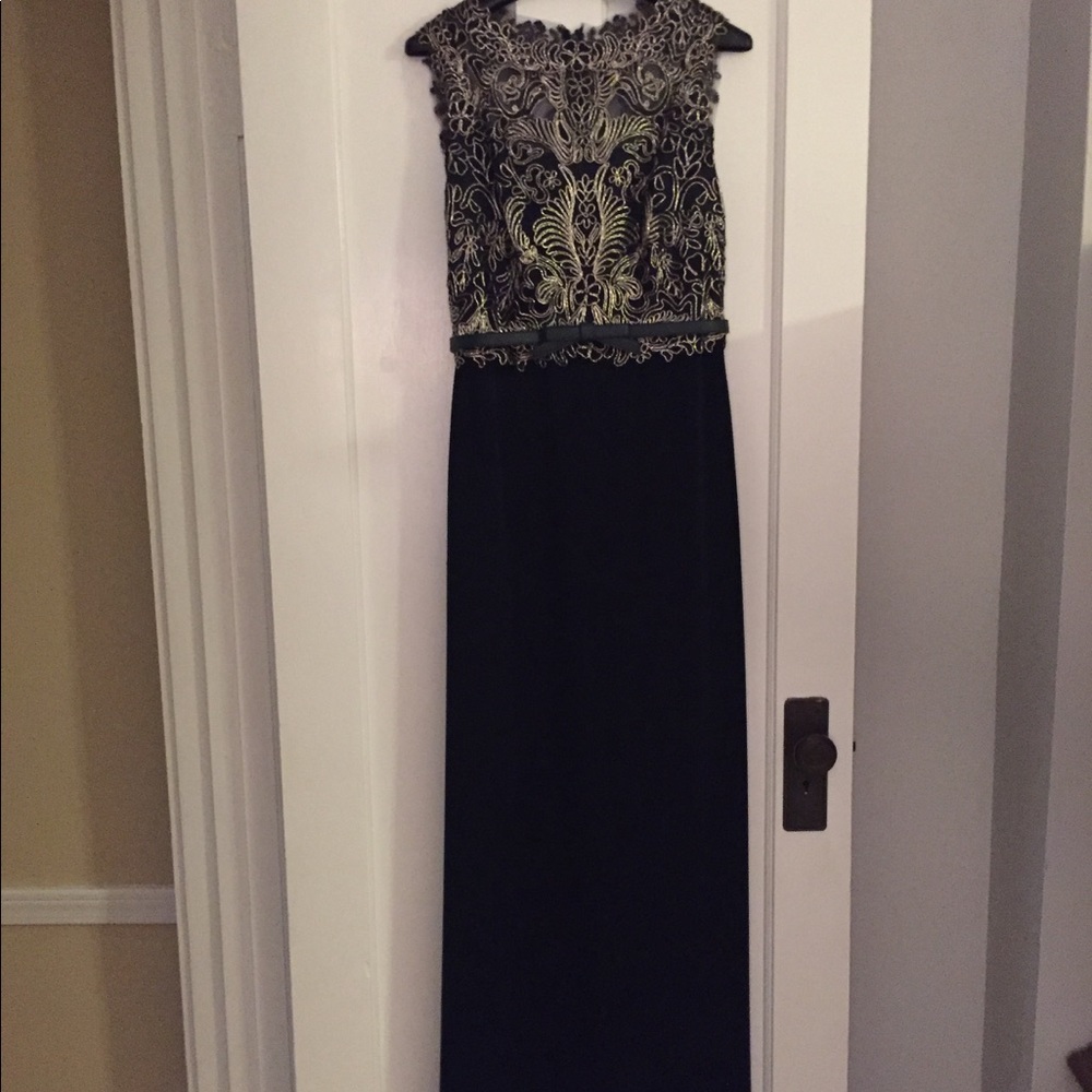 Navy & gold long gown/ dress