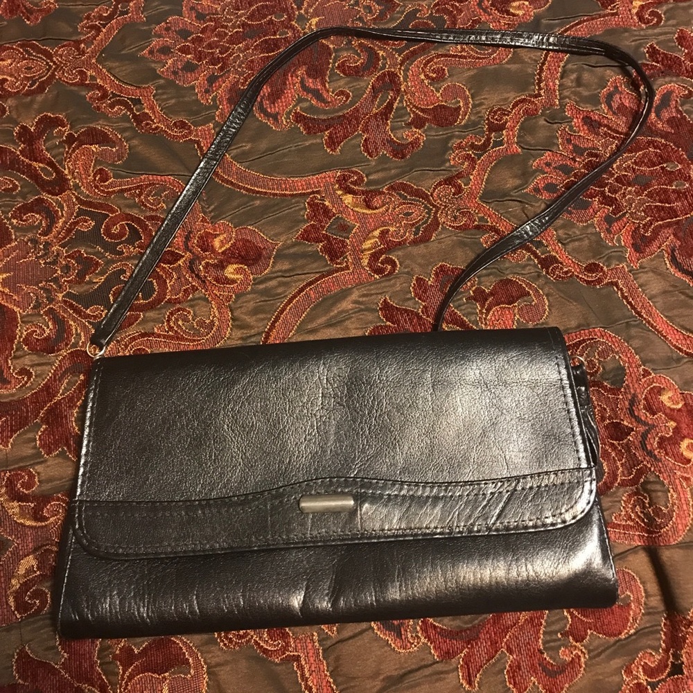Black faux leather clutch vintage