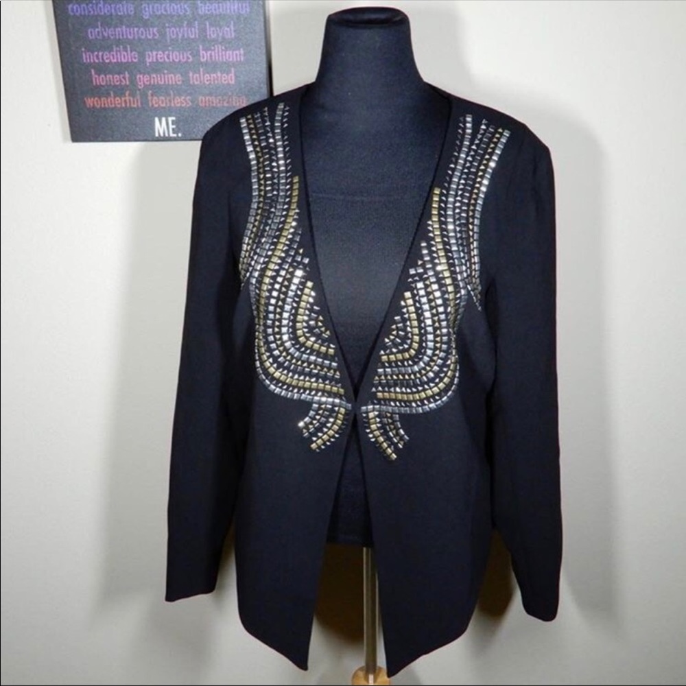 City Chic Black studded Blazer