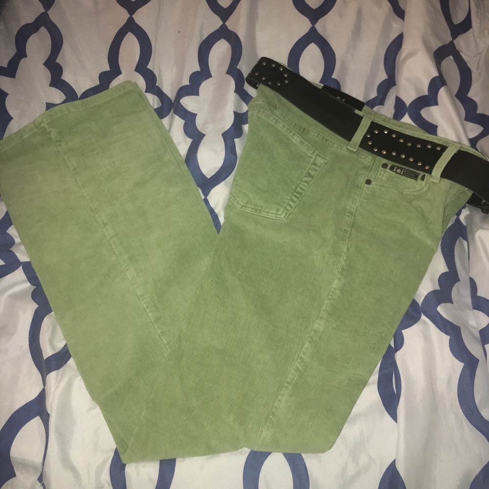 Green boot cut corduroy pants NWT