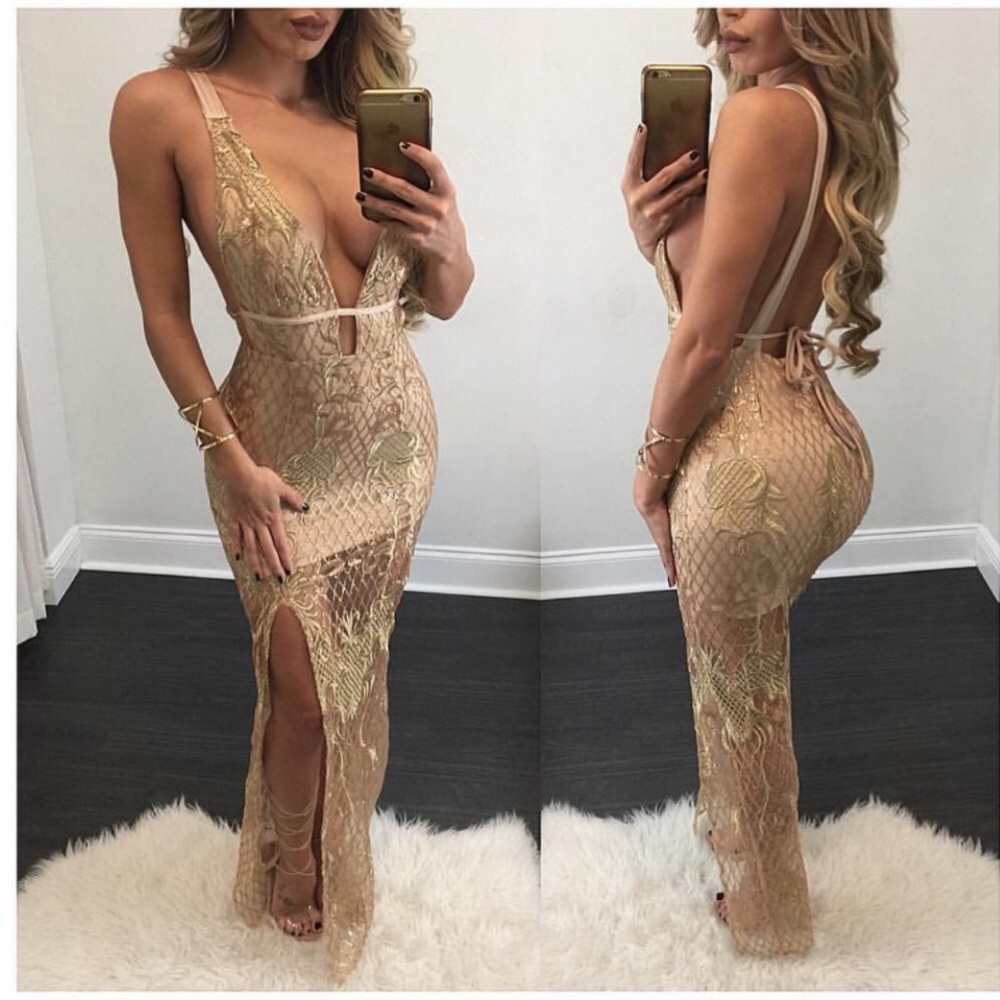 Gold Lace Dress