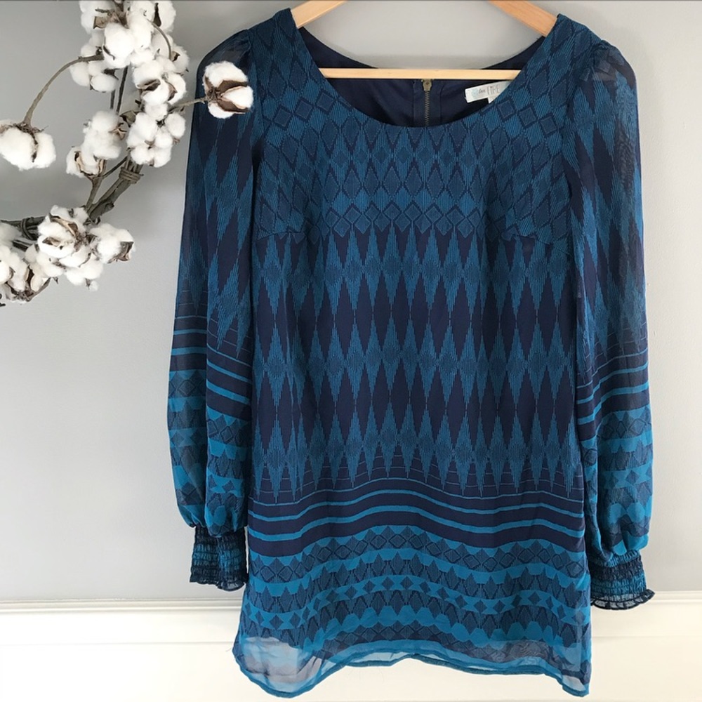 Royal Navy Blue Graphic Print Flowy Tunic XS