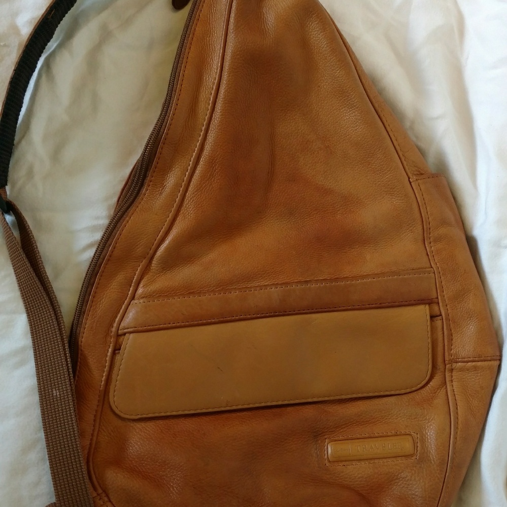 L.L. Bean leather travelers shoulder bag