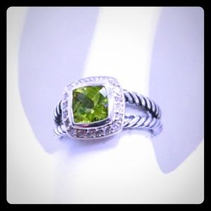 Petite Albion Ring with Peridot and Diamonds