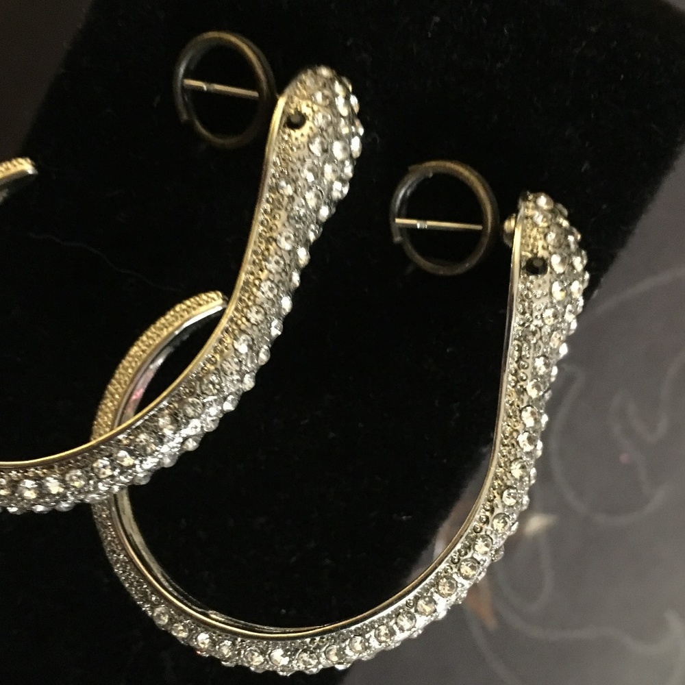 Kenneth Cole Silver Crystal Snake Hoop Earrings