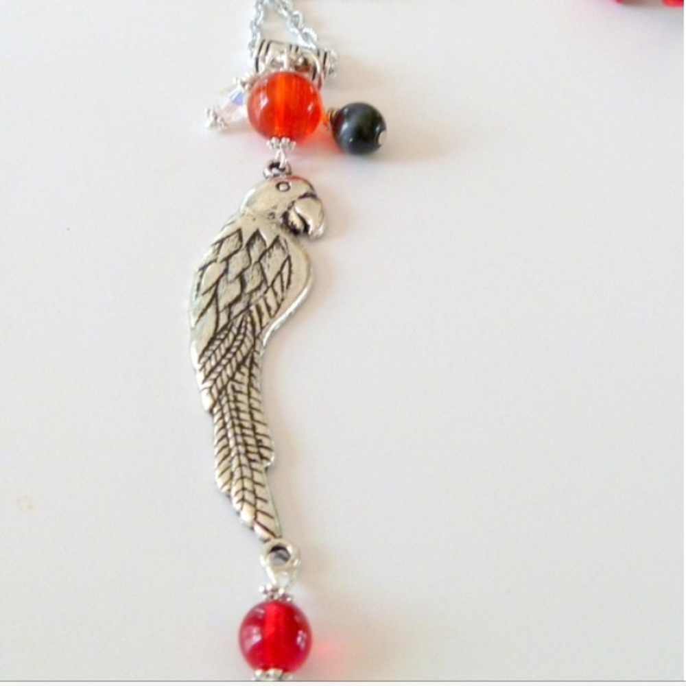Large silver parrot Pendant necklace new