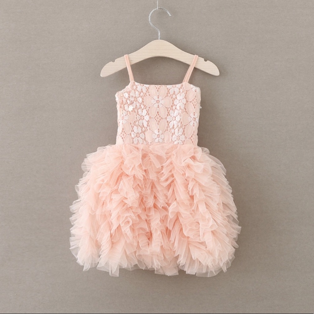 Girl pink dress,girl ruffle dress,girl tutu dress - Picture 2 of 4