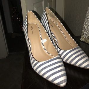 Merona Brand - white and blue striped heels