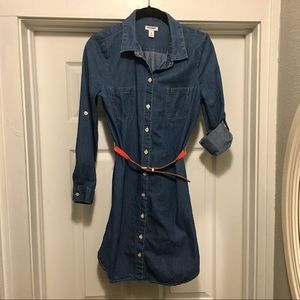 Denim Dress with Belt