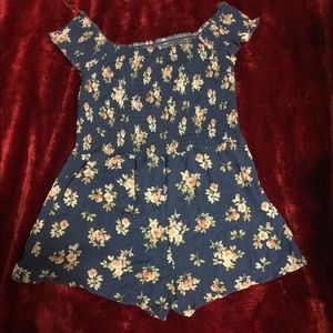 plus size blue floral printed romper