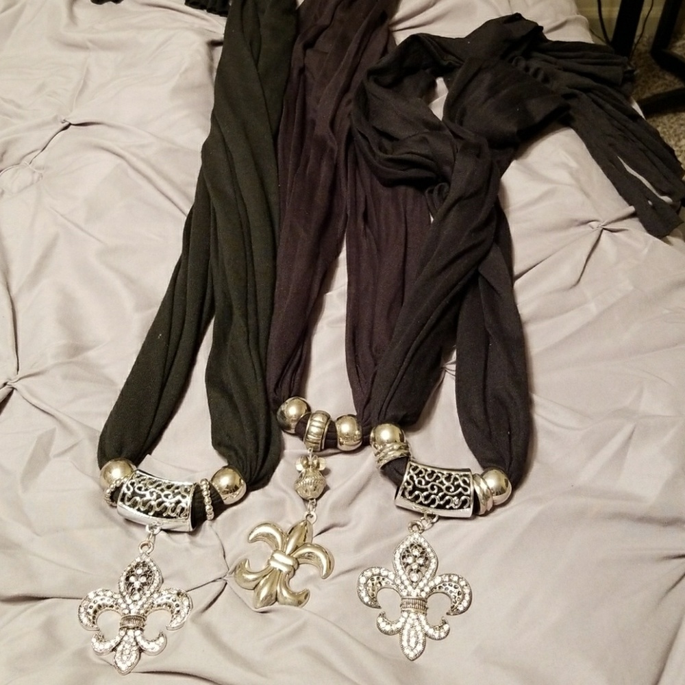 3 fleur de lis scarves with beads