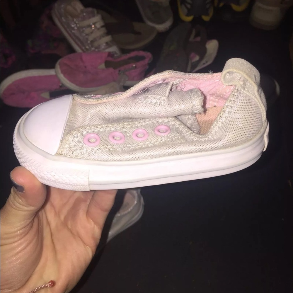 Girls silver converse