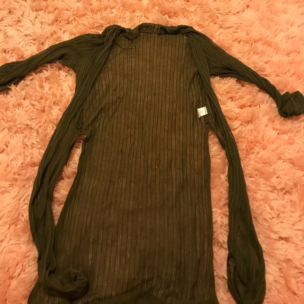 Olive slit cardigan
