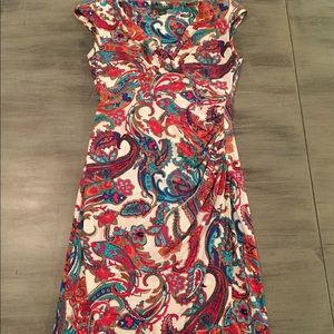 Ralph Lauren Sz 4 Paisley Print Faux Wrap Dress