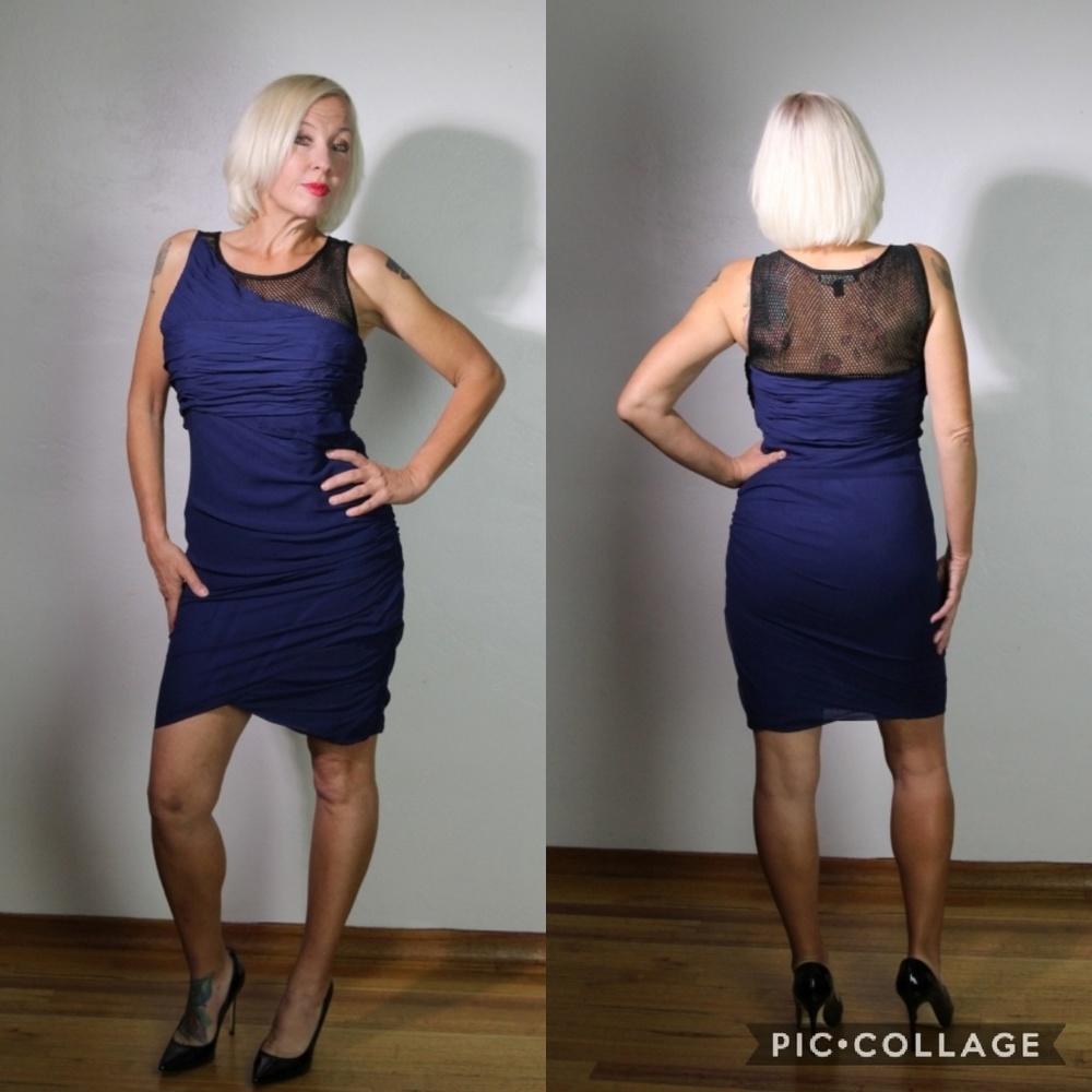 Elizabeth and James blue & black silk dress