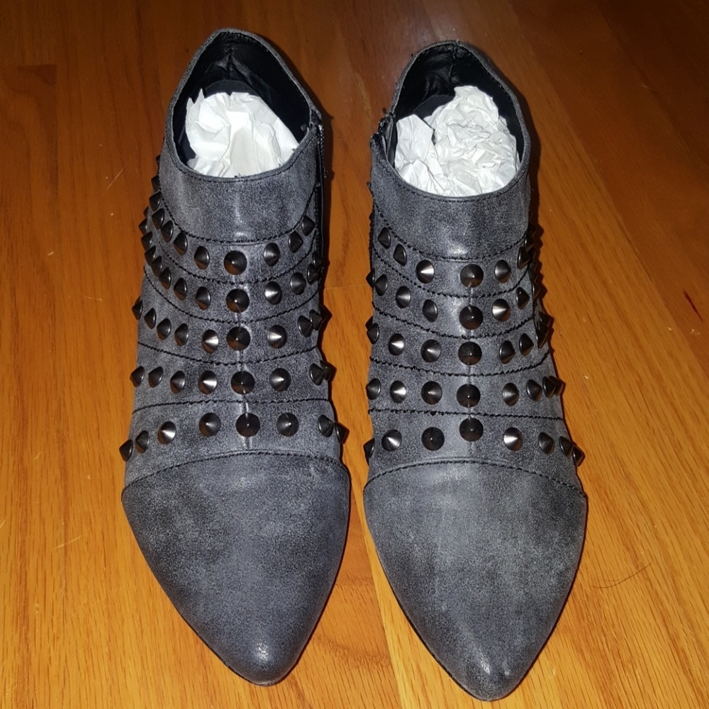 Grey studded ankle booties