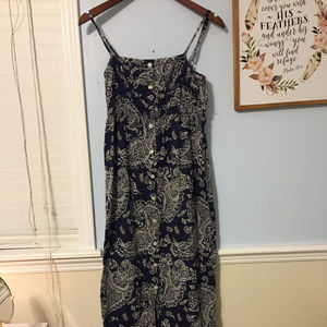 GAP navy blue and white button down maxi dress