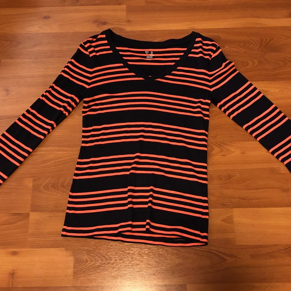 GAP navy  and salmon striped shirt