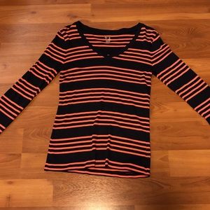 GAP navy  and salmon striped shirt