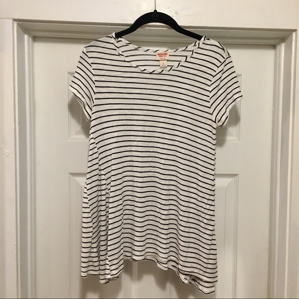 Black & White Striped Flowy Tee