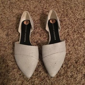 Gray and white pointed toe Chinese laundry flats
