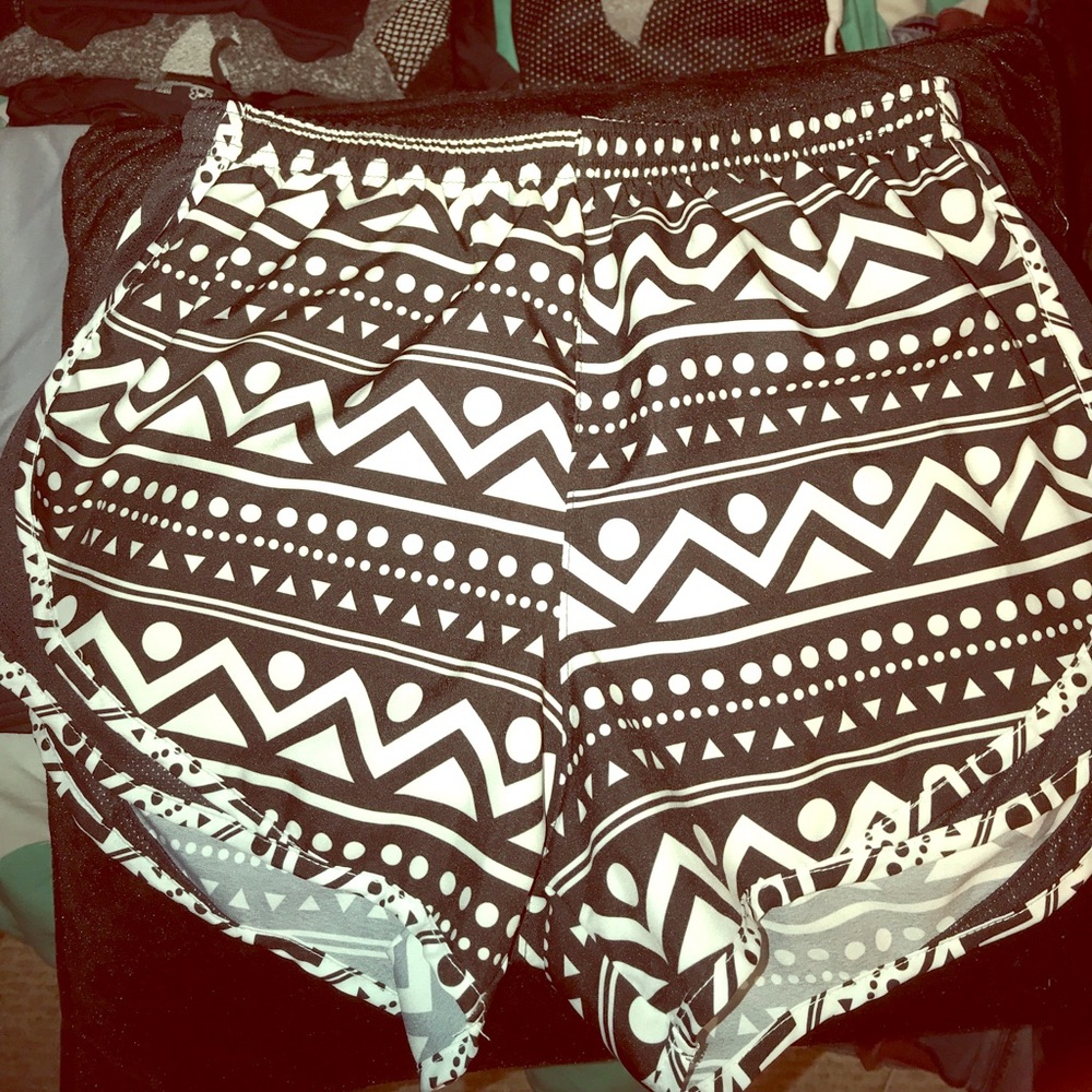 Tribal print varsity running shorts