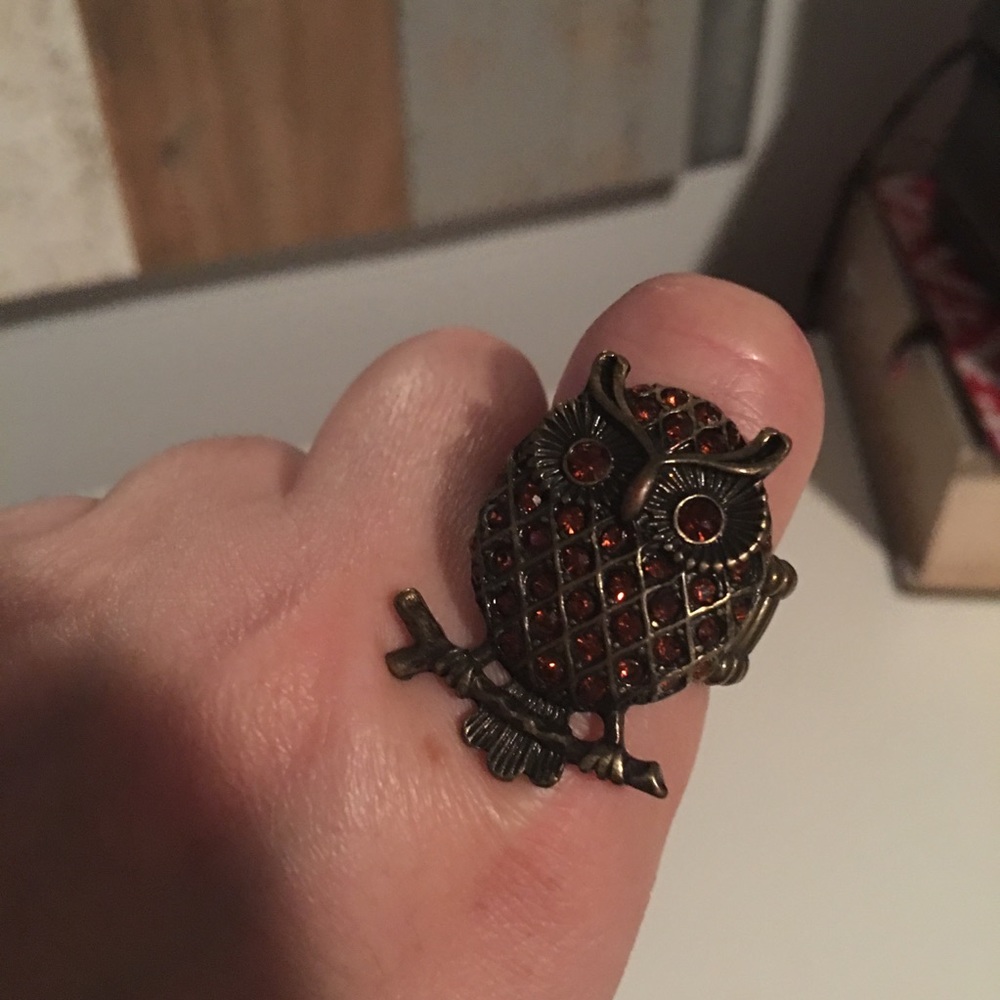 Large Cocktail Owl Ring NWOT sz 9